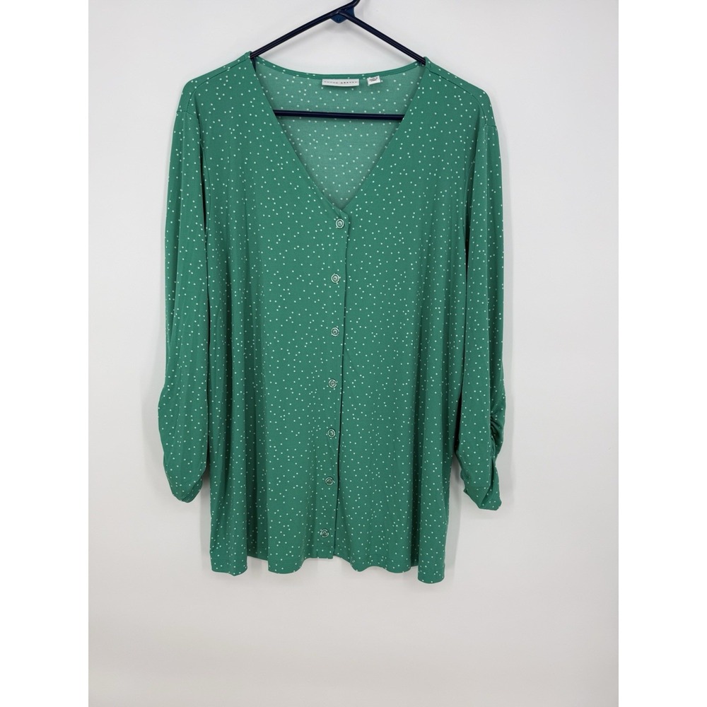 Susan Graver  Knit 3/4 Sleeve  Size XL Teal Green